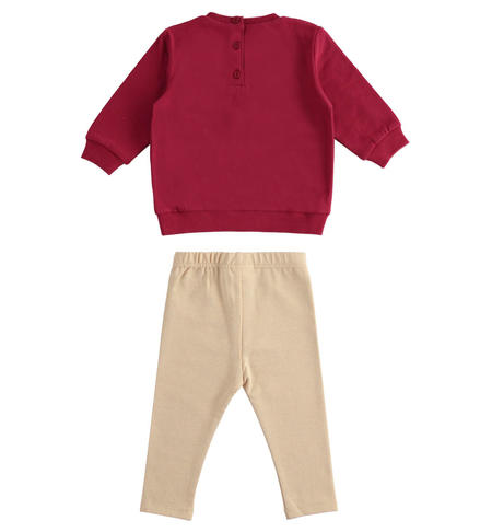 Girl's leggings and sweater set from 9 months to 8 years iDO BORDEAUX-2537