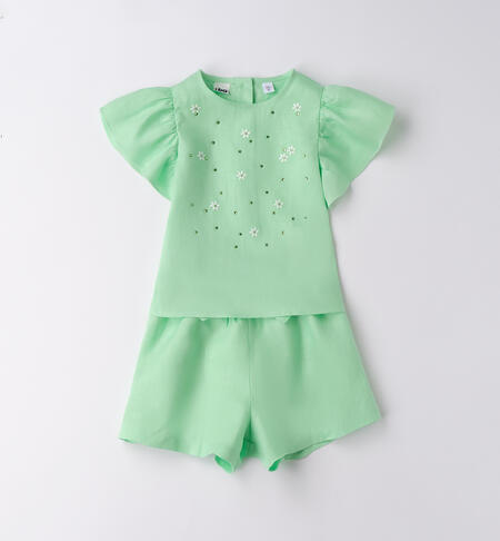 Completo lino bambina VERDE