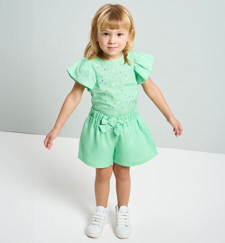 Completo lino bambina VERDE