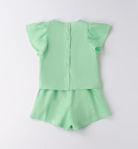 Completo lino bambina VERDE CHIARO-5021