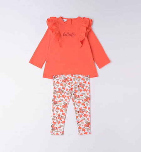 iDO long butterflies outfit girls from 9 months to 8 years HOT CORAL-2137