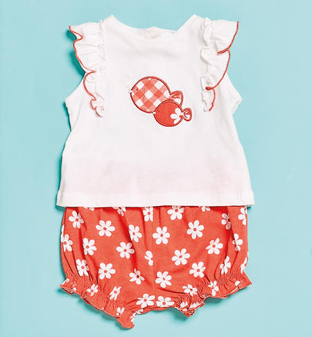 Completo mare neonata 100% cotone BIANCO