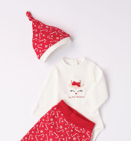 iDO Christmas set for girls from 1 to 24 months ROSSO-BIANCO-6WN9