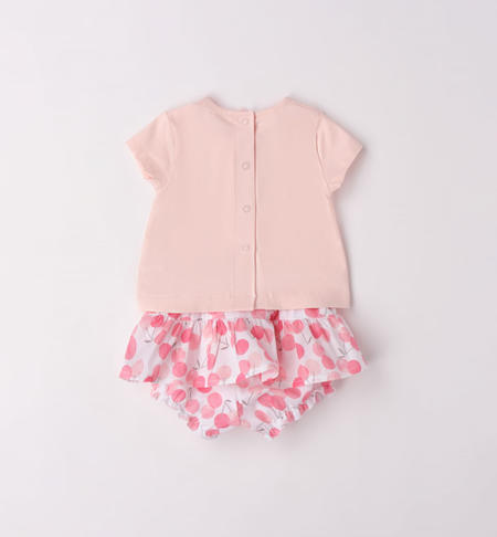 iDO cherry baby outfit from 1 to 24 months BIANCO-ROSA-6V55