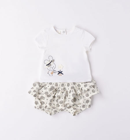iDO summer outfit with little flowers from 1 to 24 months PANNA-BLU-6V07