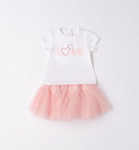 Completo neonata t-shirt e gonna in tulle ROSA
