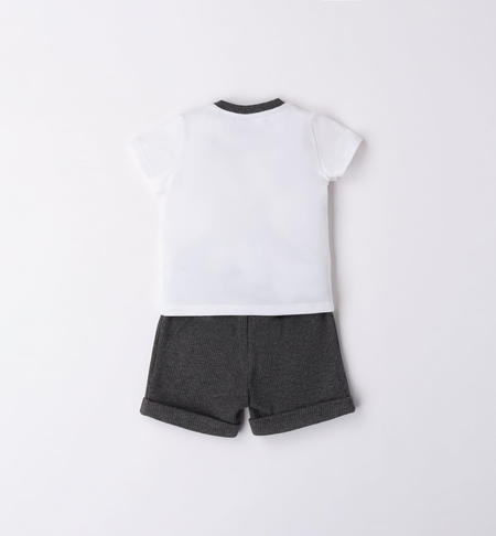Completo neonato t-shirt e short waffle da 1 a 24 mesi iDO BIANCO-0113