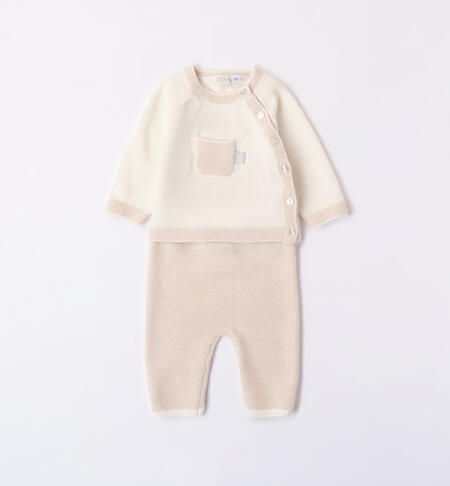 Completo neonato unisex in tricot da 0 a 12 mesi iDO PANNA-0112