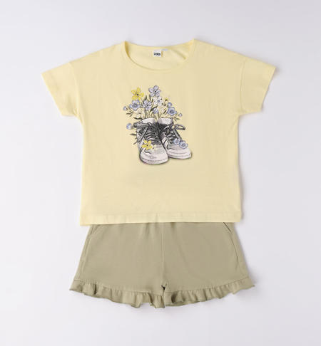 Completo ragazza 100% cotone da 8 a 16 anni iDO GIALLO-1412