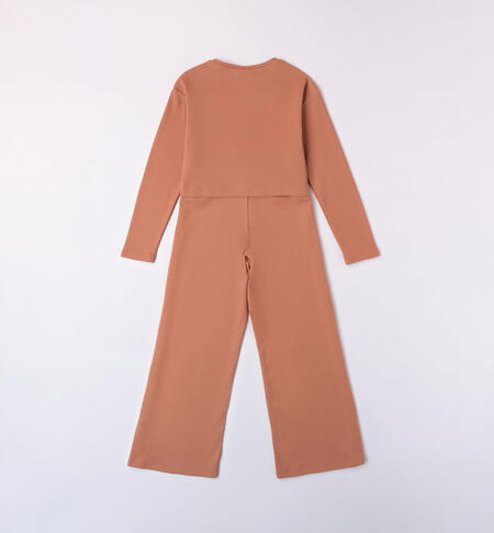 iDO cropped knitted set for girls from 8 to 16 years MOCHA MOUSSE-1121