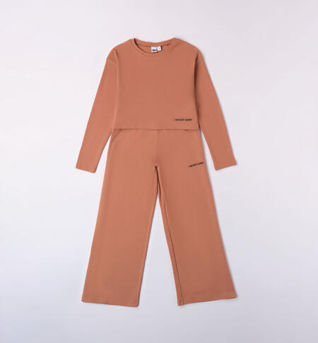 iDO cropped knitted set for girls from 8 to 16 years MOCHA MOUSSE-1121