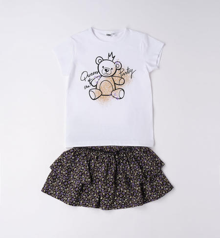Completo ragazza t-shirt con gonna BIANCO