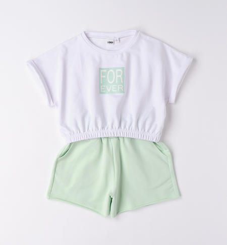 Completo ragazza t-shirt e shorts da 8 a 16 anni iDO BIANCO-0113
