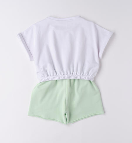 Completo ragazza t-shirt e shorts da 8 a 16 anni iDO BIANCO-0113