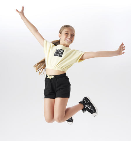 Completo ragazza t-shirt e shorts da 8 a 16 anni iDO GIALLO-1412