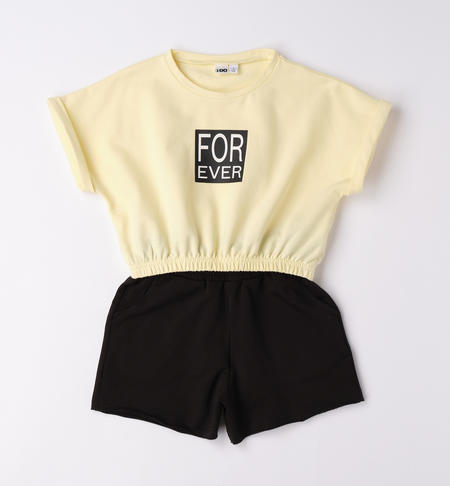 Completo ragazza t-shirt e shorts da 8 a 16 anni iDO GIALLO-1412