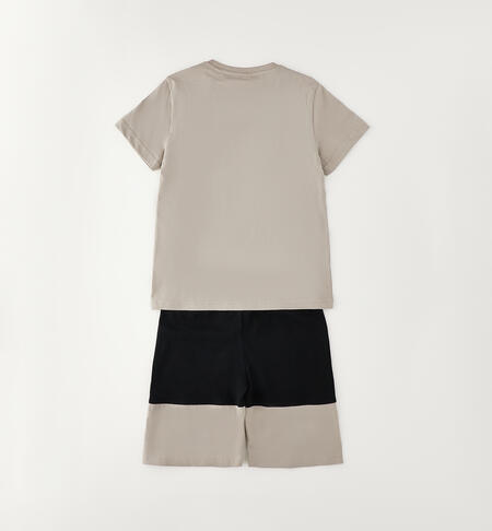100% cotton boys' outfit BEIGE SCURO-0445