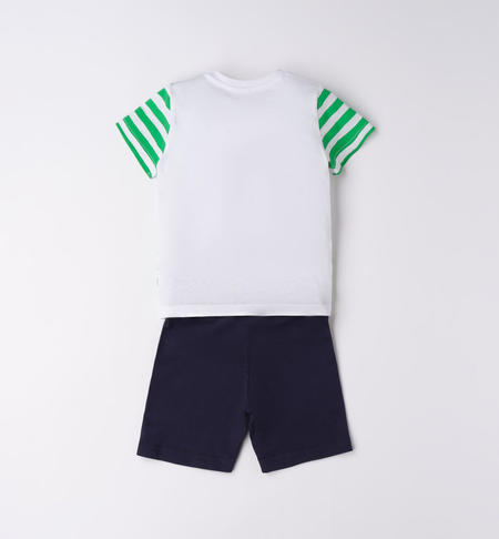 Completo rigato bambino da 9 mesi a 8 anni iDO BIANCO-VERDE-8036