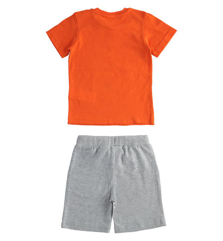 T-shirt with crocodile and short trousers set for boys from 6 months to 8 years by iDO ARANCIO-1855