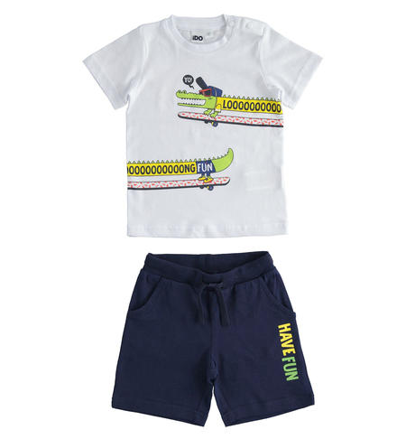 Completo sportivo bambino t-shirt e pantalone da 6 mesi a 8 anni iDO BIANCO-0113