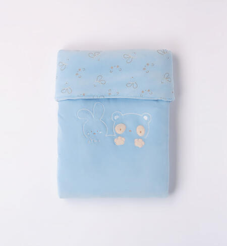 iDO baby cot blanket with small animal print AZZURRO-3872