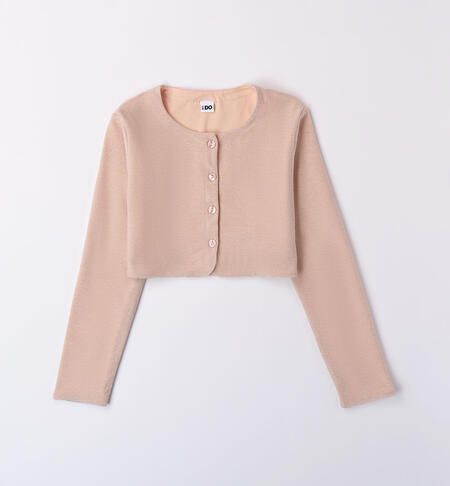 Girl's lurex shrug with buttons BEIGE ROSE-1044