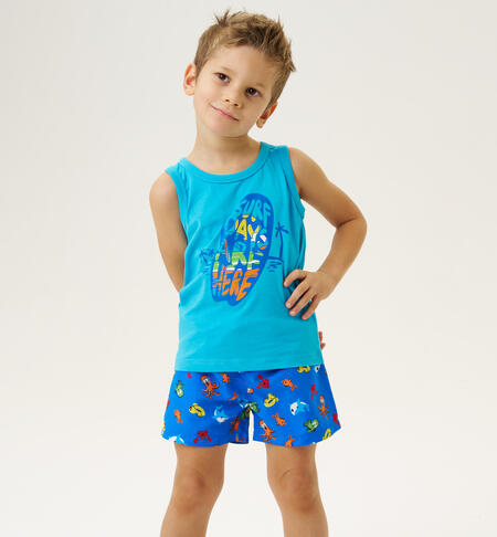 Boxer swim shorts for boys with little fish BLUE