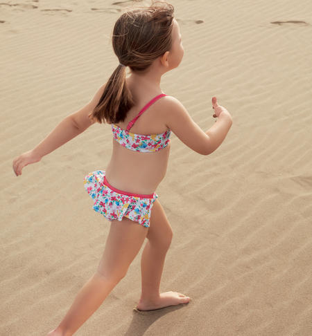Costume due pezzi bambina fiorellini BIANCO