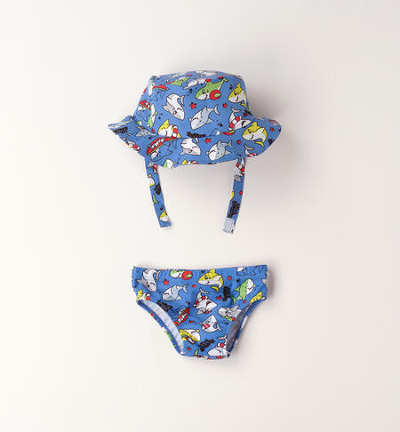 Baby swimsuit and hat LIGHT BLUE
