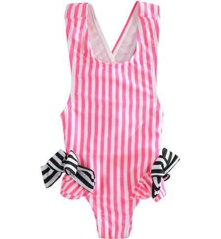 Striped fantasy swimsuit with bows FUCHSIA