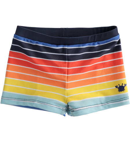 Swimsuit for boys with colourful pattern for boys from 6 months to 8 years old BIANCO-ARANCIO-6TG5
