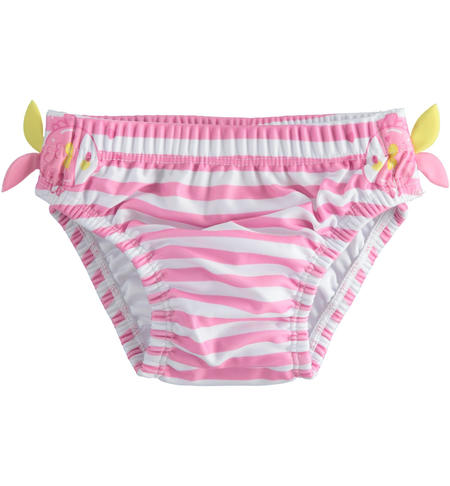 Baby girl beach brief striped pattern from 1 to 24 months iDO BIANCO-ROSA-6TD3