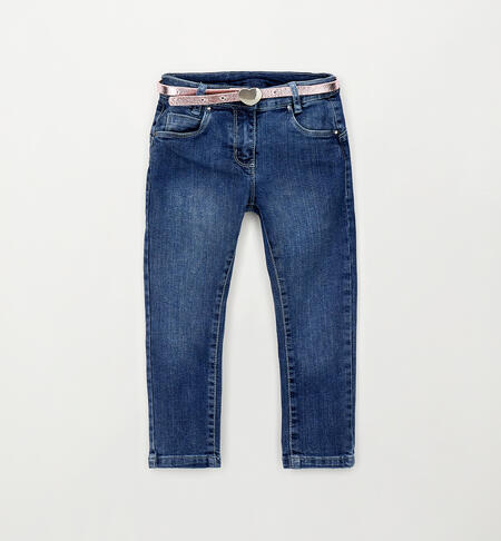 Denim slim per bambina STONE WASHED CHIARO-7400