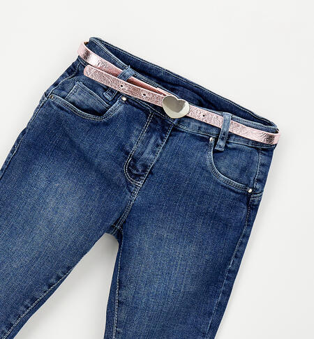 Denim slim per bambina STONE WASHED CHIARO-7400