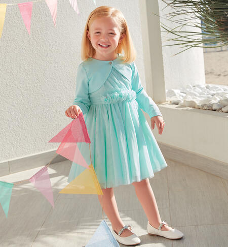 Girls' elegant tulle dress GREEN