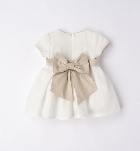 Elegante abito cerimonia neonata in lino da 1 a 24 mesi iDO PANNA-0112