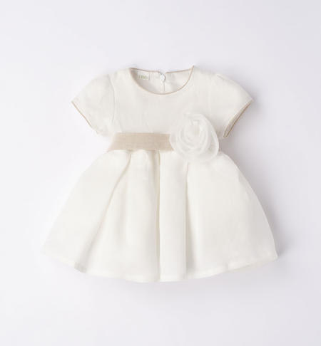 Elegante abito cerimonia neonata in lino da 1 a 24 mesi iDO PANNA-0112