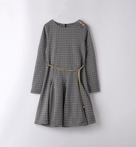 Girls' elegant dress with buttons BLUE