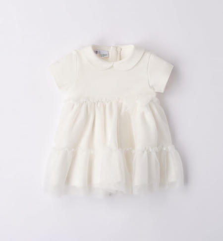 Elegante abito neonata in felpa PANNA
