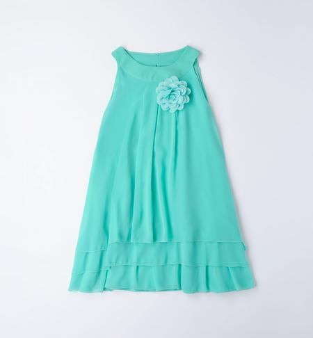 Elegant iDO girl's dress with flower from 8 to 16 years VERDE ACQUA-4636