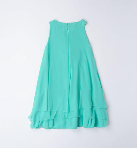 Elegant iDO girl's dress with flower from 8 to 16 years VERDE ACQUA-4636