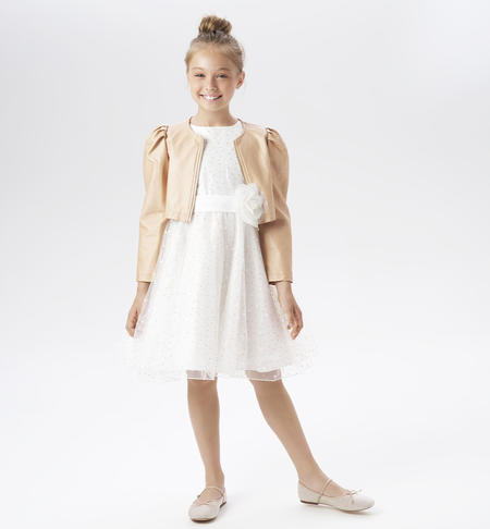 Elegant iDO dress in tulle for girls from 8 to 16 years PANNA-ORO-6VE1