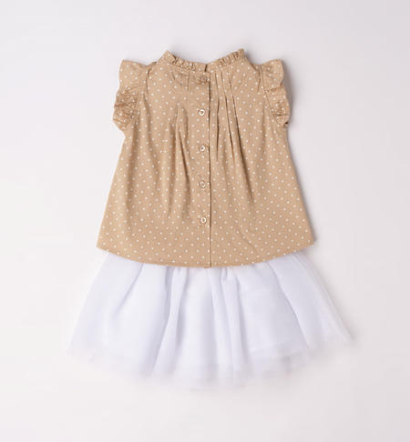 Elegante completo bambina camicia e gonna da 9 mesi a 8 anni iDO BEIGE-BIANCO-6VV4