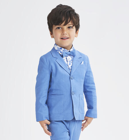 Boys' elegant jacket in a linen blend BLUE