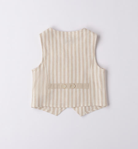 Elegant iDO striped waistcoat for boys from 9 months to 8 years BEIGE-0451