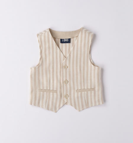Elegante gilet bambino rigato da 9 mesi a 8 anni iDO BEIGE-0451