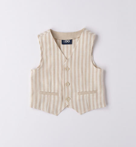 Elegant iDO striped waistcoat for boys from 9 months to 8 years BEIGE-0451