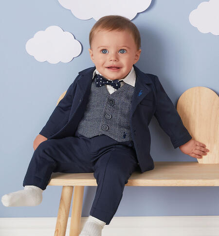iDO elegant blue waistcoat for boys from 1 to 24 months NAVY-3885