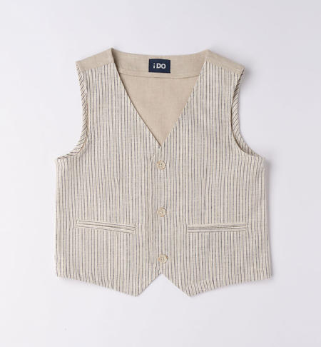 Elegant iDO striped waistcoat for boys from 8 to 16 years BEIGE-0451