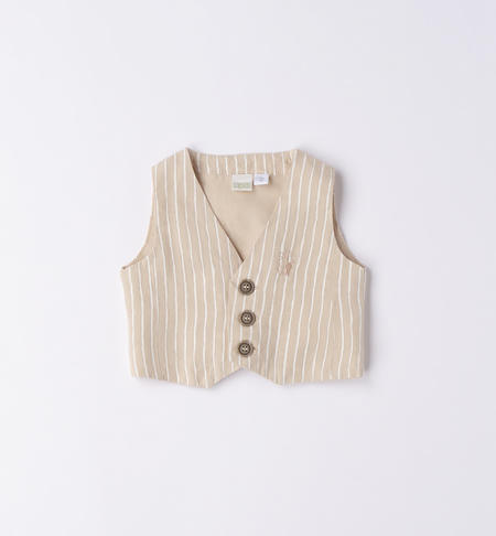 Elegant striped waistcoat for baby boy BEIGE-BIANCO-6WA9